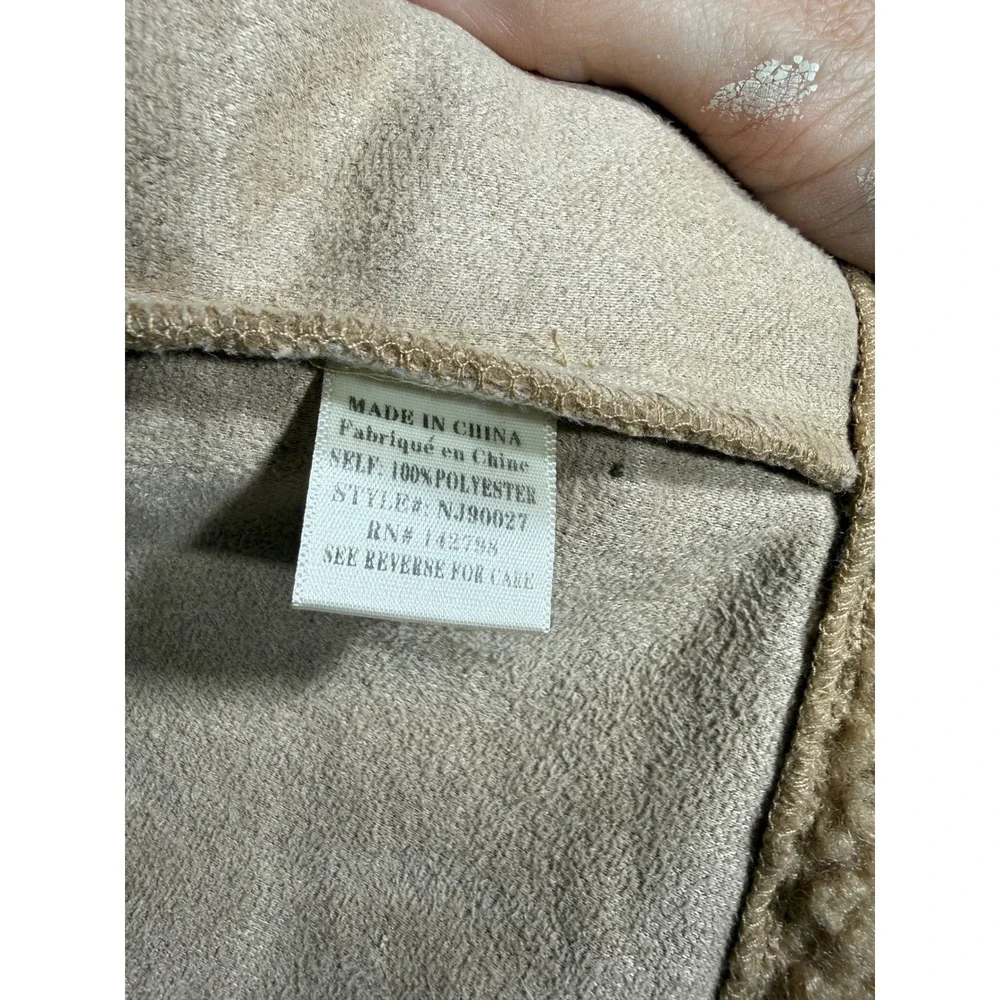 New In Sherpa Fleece Vest Women Large Tan Excellent Faux Shearling Gilet NJ90027